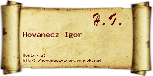 Hovanecz Igor névjegykártya